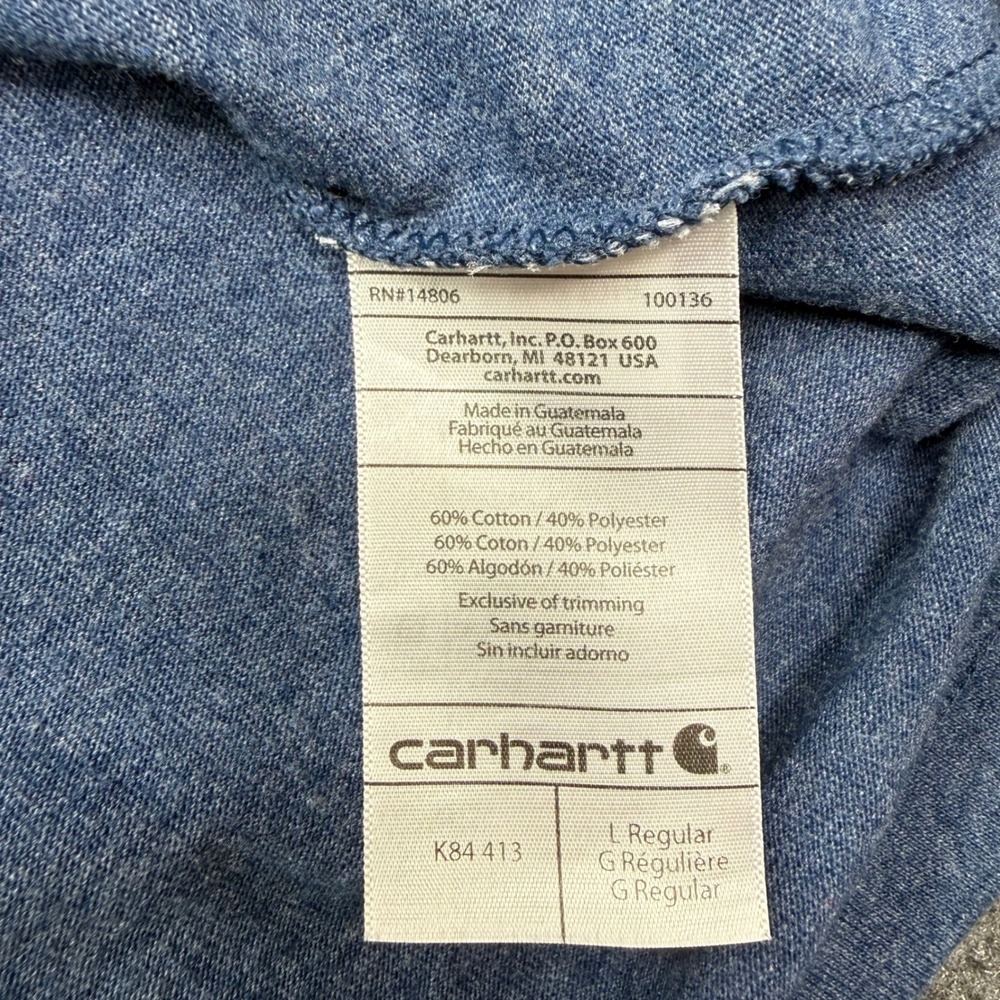 Carhartt Mens K84 Original Fit Henley Pocket T-Shirt Blue Heather Large L - Picture 8 of 8